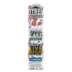 Live Resin Delta 8 THC Vape Pen with D10 + THC-P – Ice Cream Cake – 2g Indica – TRĒ House