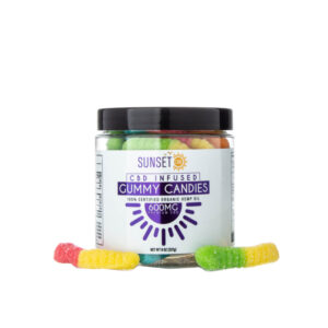 Broad Spectrum CBD Gummies – Sour Gummy Worms – Sunset CBD