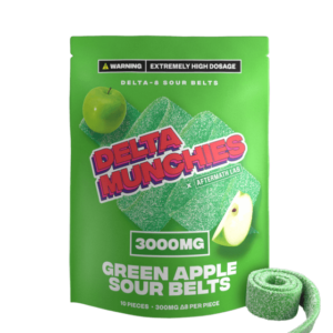 Delta 8 Gummies – Green Apple Sour Belts – Delta Munchies