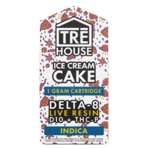 Live Resin Delta 8 THC Vape Cartridge with THC-P + D10 – Ice Cream Cake – Indica 1g – TRĒ House