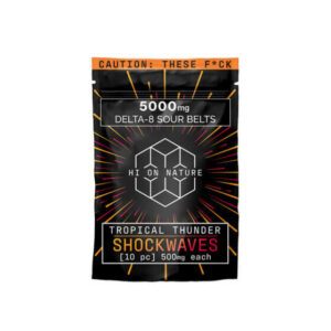 THC Gummies – Delta 8 Gummies – Tropical Thunder Shockwaves Sour Belts – 500mg – By Hi On Nature