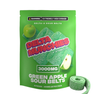 Delta 8 Gummies – Green Apple Sour Belts – Delta Munchies