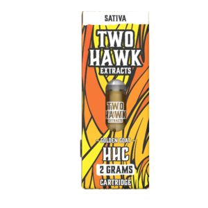 HHC Vape Cartridge – Golden Goat – Sativa 2g – Two Hawk Hemp Co.