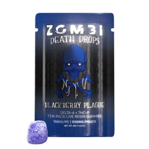 Live Resin Death Drop THC Gummies with Delta 6 + THC-P – Blackberry Plague – Zombi