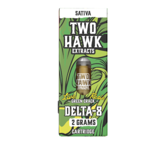 Live Resin Delta 8 THC Vape Cartridge – Green Crack – Sativa 2g – Two Hawk Hemp Co.