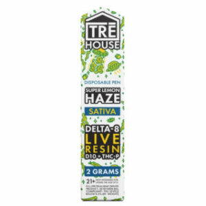 Live Resin Delta 8 THC Vape Pen with D10 + THC-P Super Lemon Haze – Sativa 2g – TRĒ House