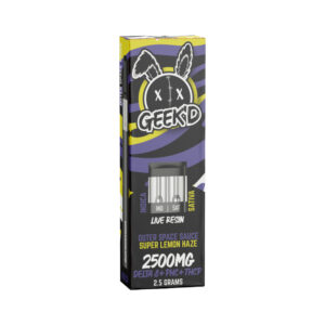 Live Resin Delta 8 THC Vape Pen with PHC + THCJD – Outer Space Sauce & Super Lemon Haze – 2.5g – Geek’d