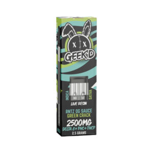 Live Resin Delta 8 THC Vape Pen with PHC + THCJD – RNTZ OG Sauce & Green Crack – 2.5g – Geek’d