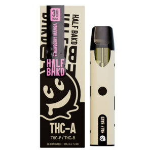 THC Device – THC-A:THC-P:Delta 8 Device – Strawberry Mamba (Indica) – 3g – By Half Bak’d