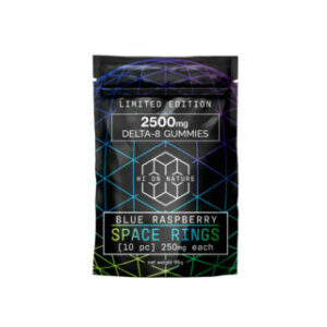 THC Gummies – Delta 8 Gummies – Blue Raspberry Space Rings – 250mg – By Hi On Nature