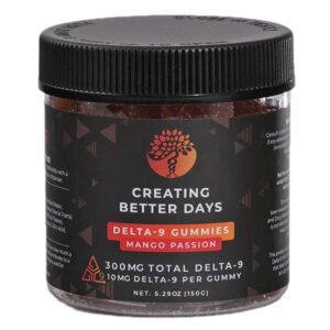 THC Gummies – Full Spectrum Mango Passion Delta 9 Gummies – 10mg – By Creating Better Days